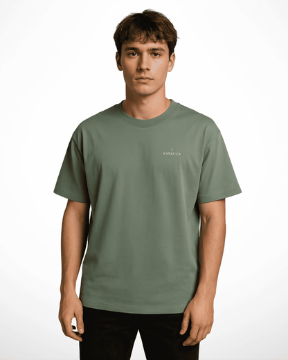 Celestial Tee | Green Cotton Tee with Star Design