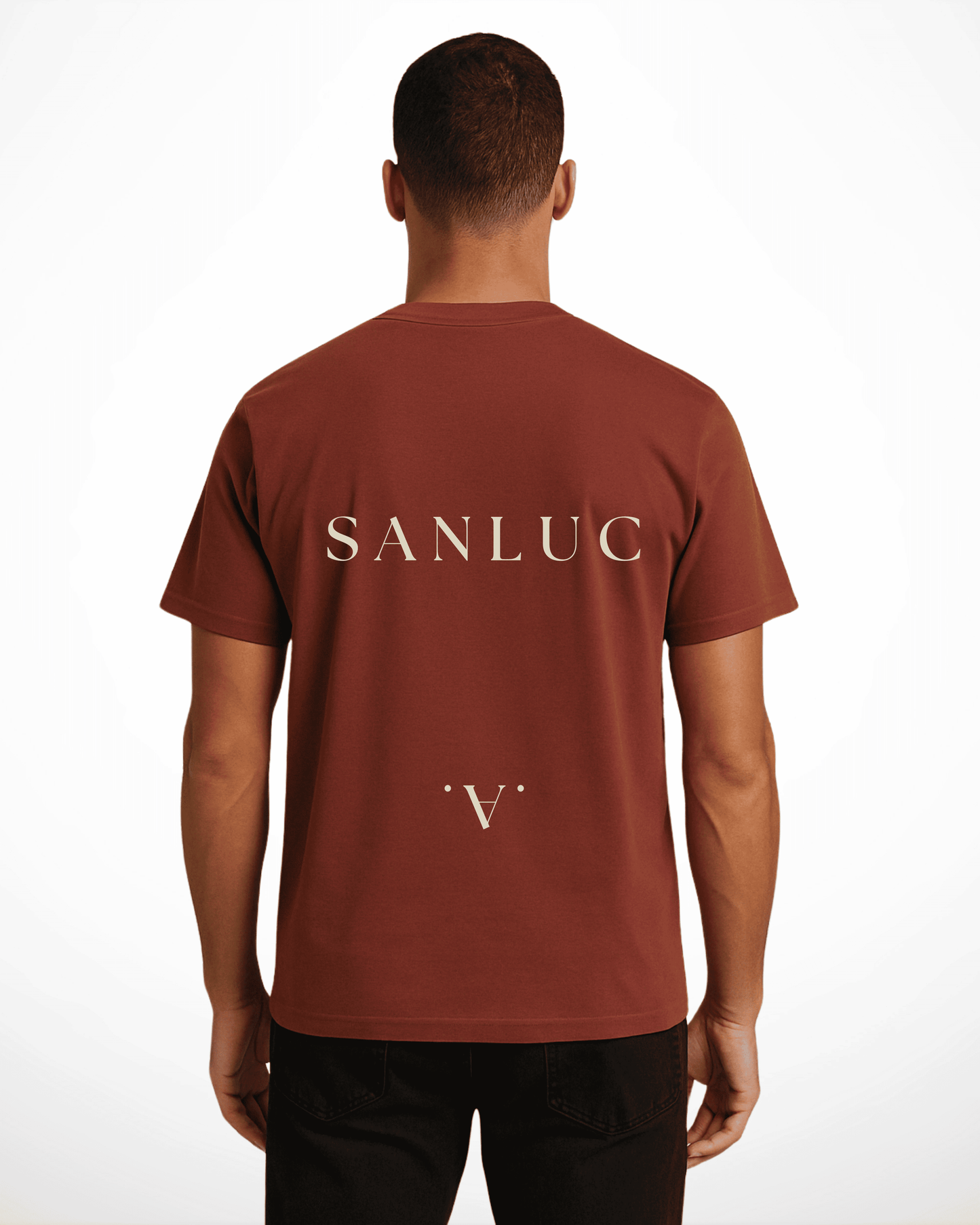 SANLUC Turned Tee | Red Earth Shirt with Bold Back Print
