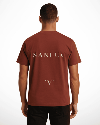 SANLUC Turned Tee | Red Earth Shirt with Bold Back Print