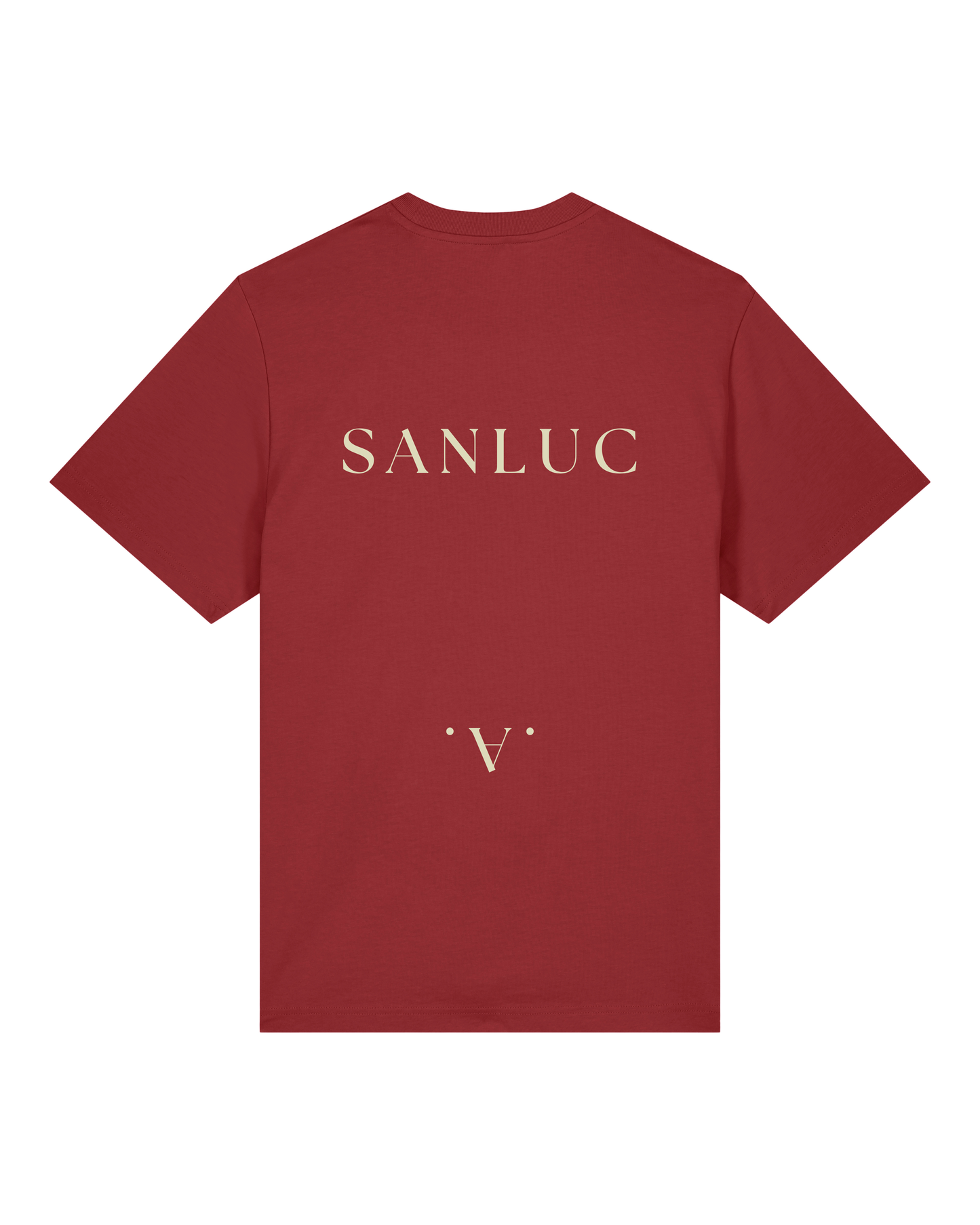 SANLUC Turned Tee | Red Earth Shirt with Bold Back Print