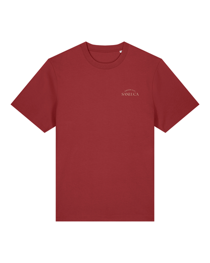 SANLUC Turned Tee | Red Earth Shirt with Bold Back Print