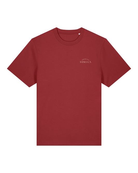 SANLUC Turned Tee | Red Earth Shirt with Bold Back Print