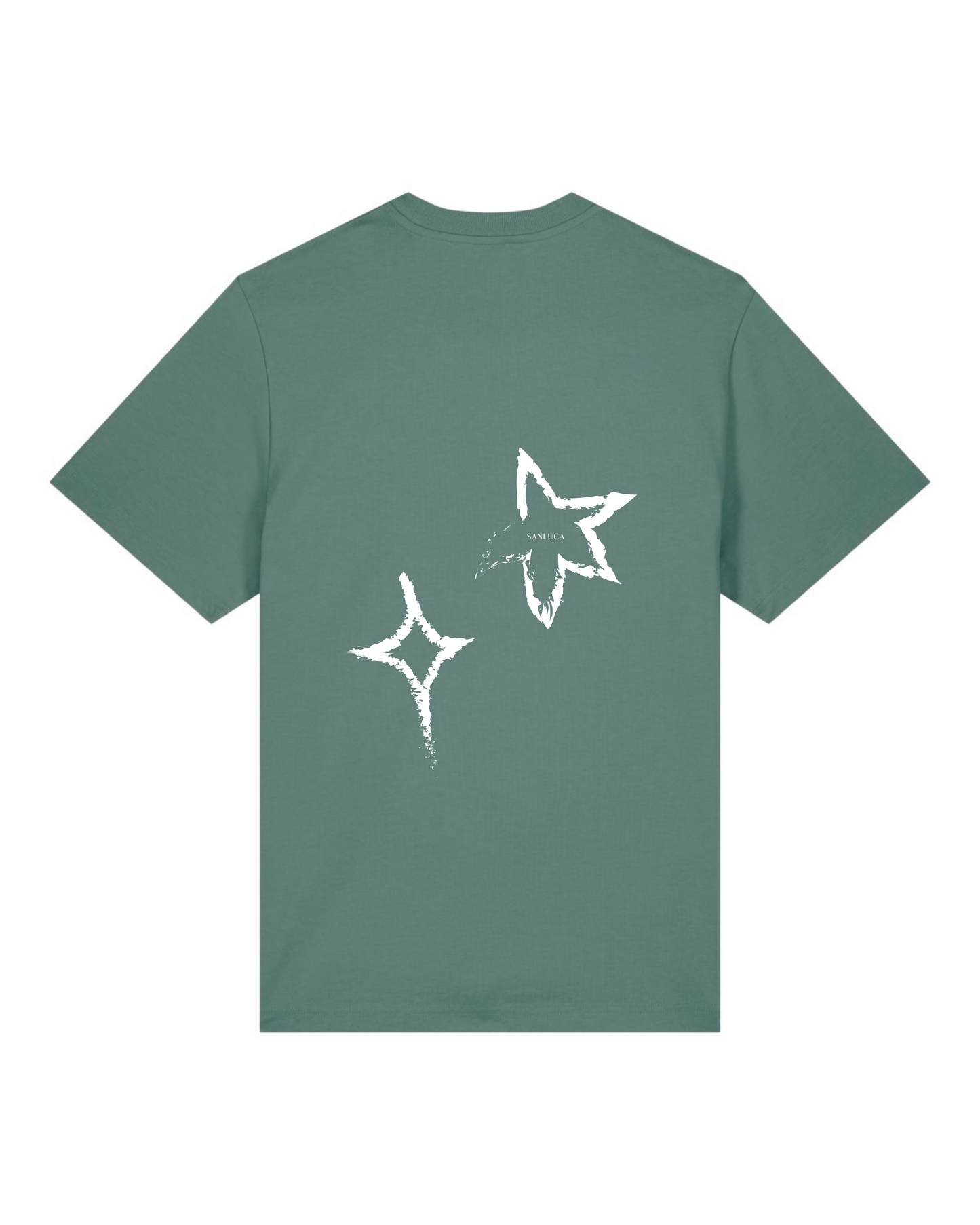 Celestial Tee | Green Cotton Tee with Star Design