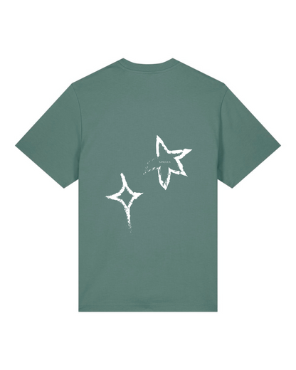 Celestial Tee | Green Cotton Tee with Star Design